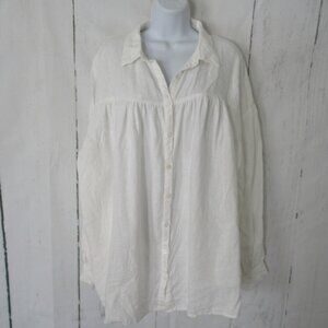 The Fated Top 10 L XL Off White Linen Oversized Flowy Lagenlook Minimalist